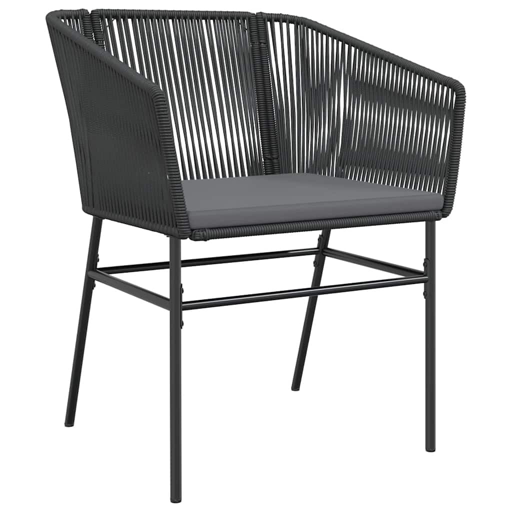 2er Set Gartenstühle Poly-Rattan Schwarz mit Kissen - 25% Rabatt
