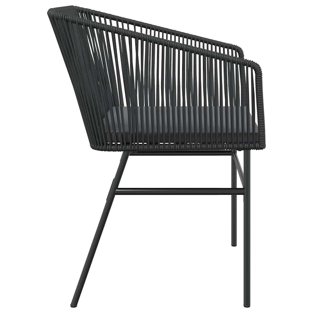 2er Set Gartenstühle Poly-Rattan Schwarz mit Kissen - 25% Rabatt