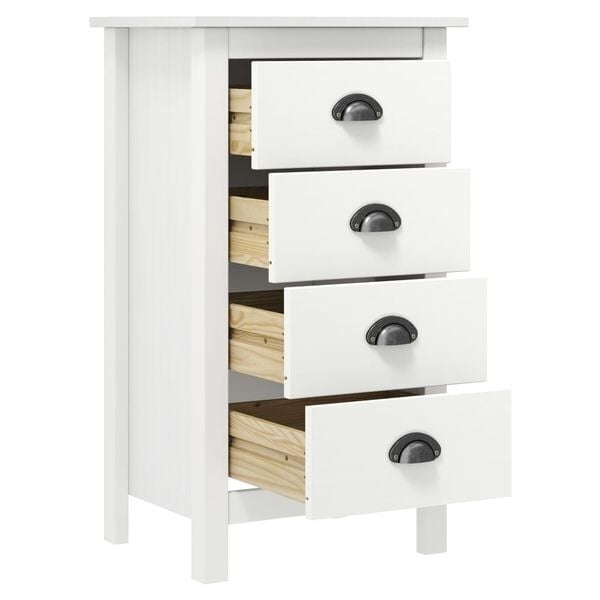 Kommode Hill aus massivem Kiefernholz, Weiß, 46x35x80cm - 24% Rabatt