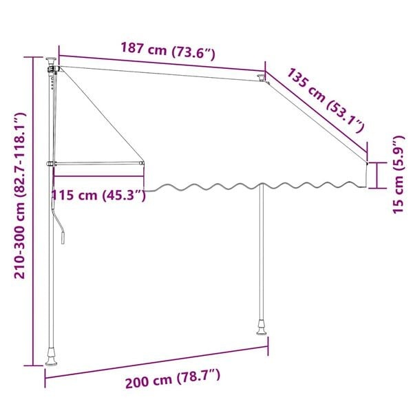 Manuelle Markise 200 cm Anthrazit - 24% Rabatt auf Retourenware