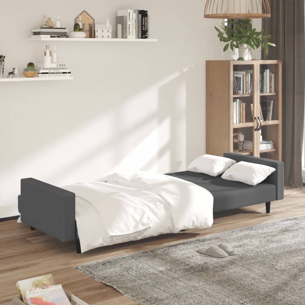 2-Sitzer Schlafsofa aus Samt, Dunkelgrau, 220 cm - 25% Rabatt