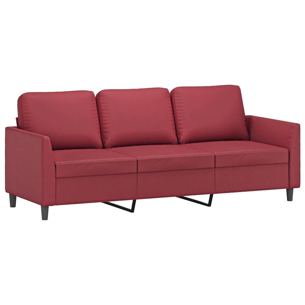 3-Sitzer Sofa 180 cm Kunstleder Weinrot - 25% Rabatt