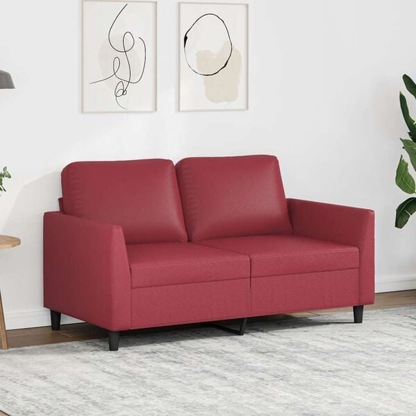 2-Sitzer Sofa 120 cm Kunstleder Weinrot - 25% Rabatt