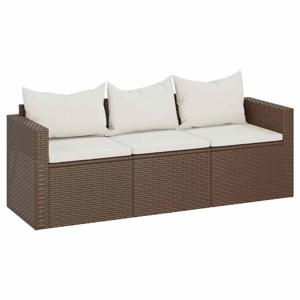 3-Sitzer Gartenbank Poly Rattan Braun - 25% Rabatt