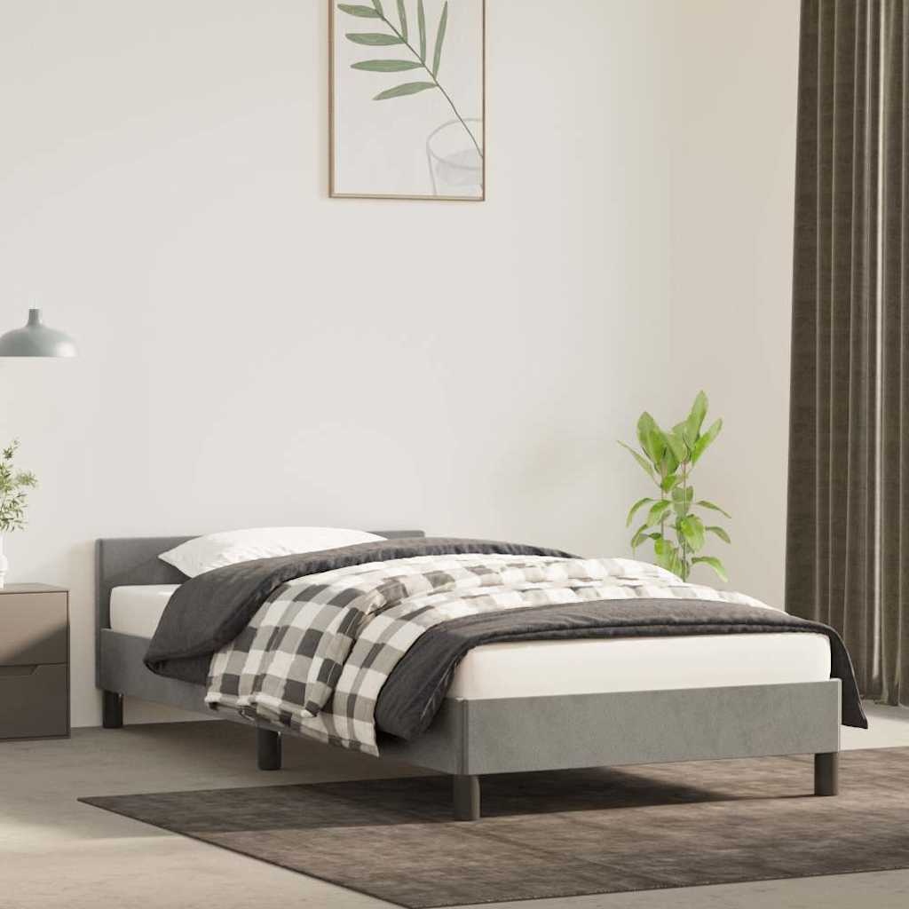 Bettrahmen 90x190 cm Samt Hellgrau - 24% Rabatt