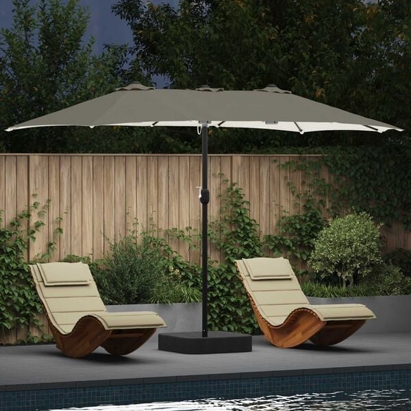Garten-Doppelparasol Sand/Anthrazit 385cm - 25% Rabatt