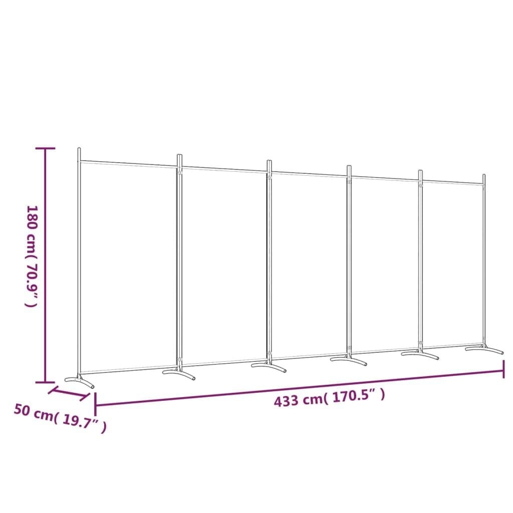 Raumteiler 5 Paneele 433x180cm Schwarz - 24% Rabatt