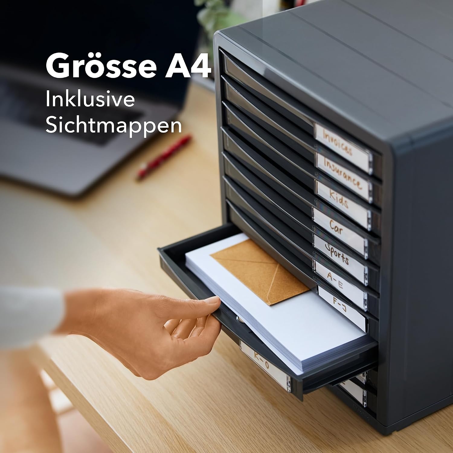 Schubladenbox mit 10 Fächern, Büro-Organizer, Anthrazit - 23% Rabatt