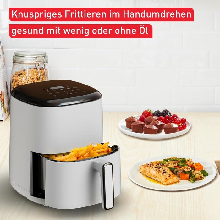 Kompakte Heißluftfritteuse 3L - 10 Programme - Grau - 24% Rabatt