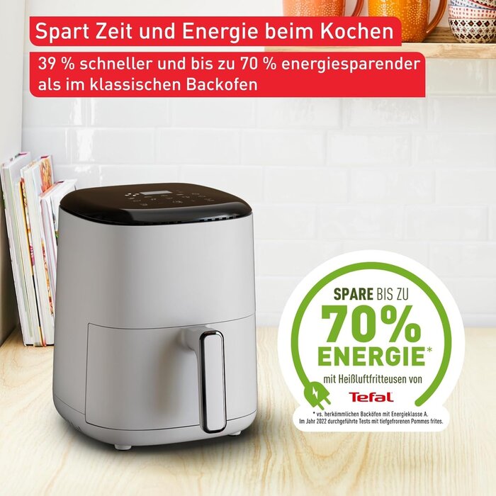 Kompakte Heißluftfritteuse 3L - 10 Programme - Grau - 24% Rabatt