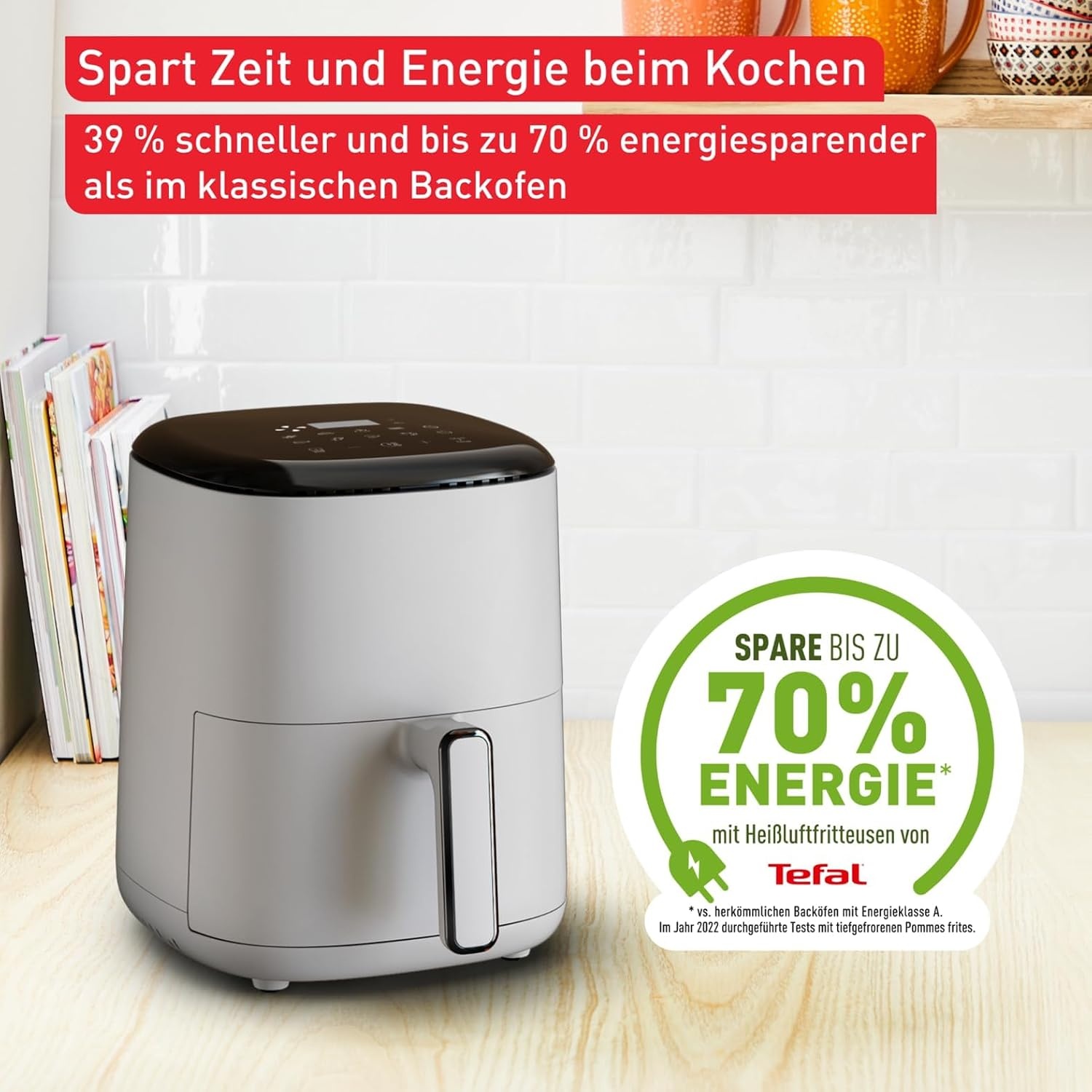 Kompakte Heißluftfritteuse 3L - 10 Programme - Grau - 24% Rabatt