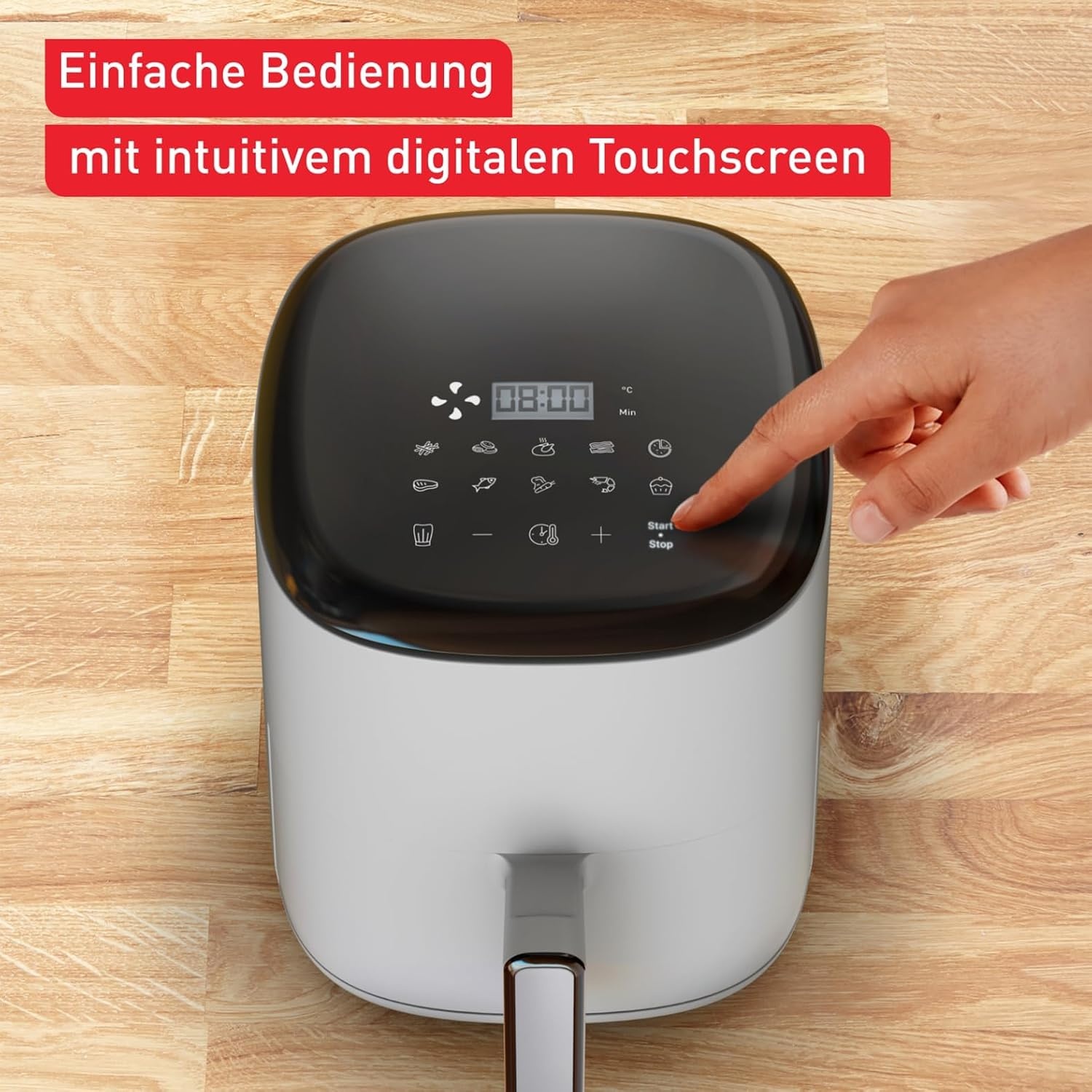 Kompakte Heißluftfritteuse 3L - 10 Programme - Grau - 24% Rabatt