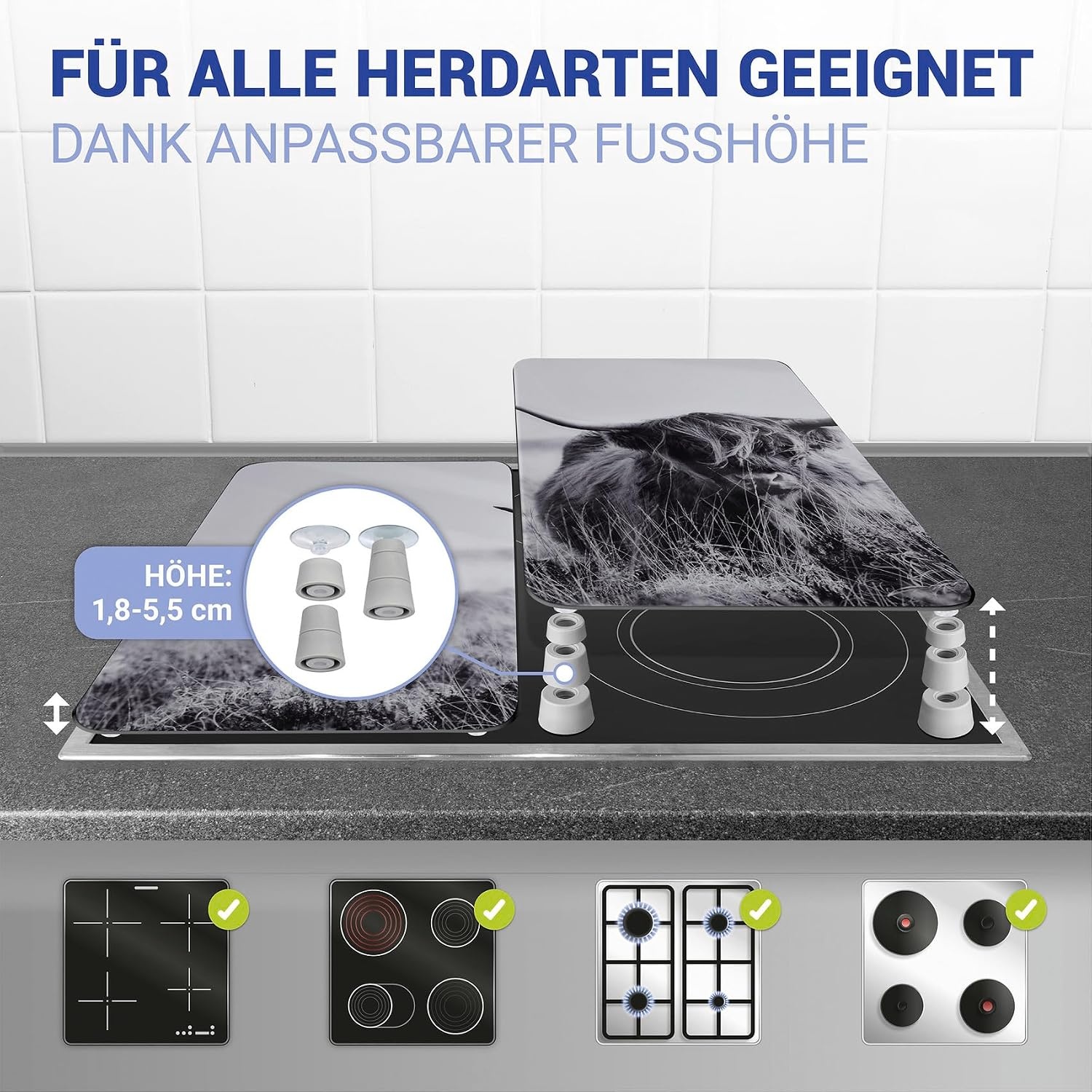 Herdabdeckplatten 2er-Set Highland Cattle, 30x52cm - 21% Rabatt