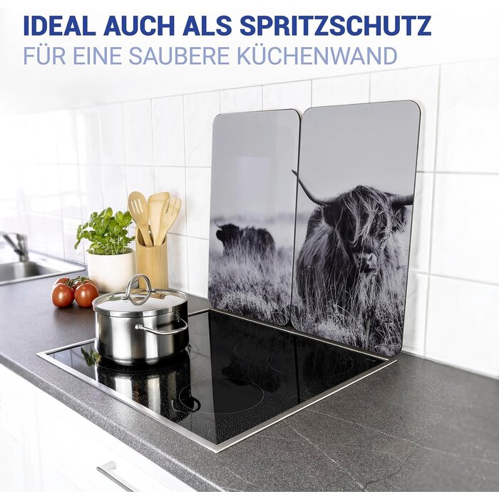 Herdabdeckplatten 2er-Set Highland Cattle, 30x52cm - 21% Rabatt