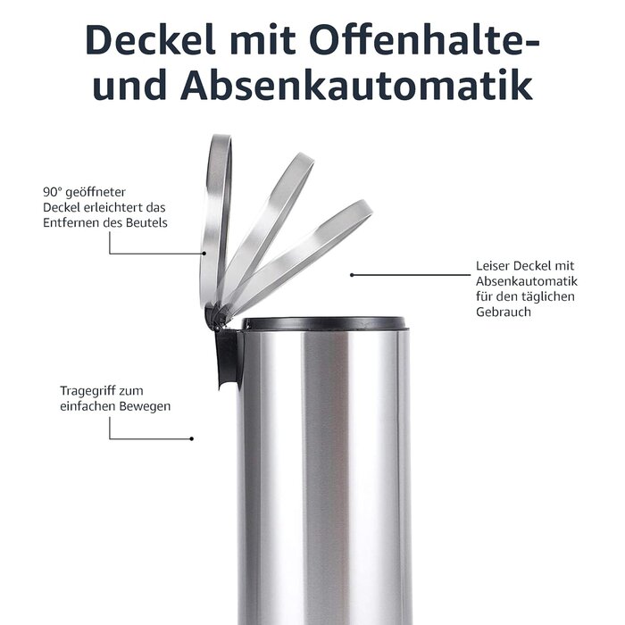 Amazon Basics Tretmülleimer 30L Edelstahl Soft-Close - 24% Rabatt