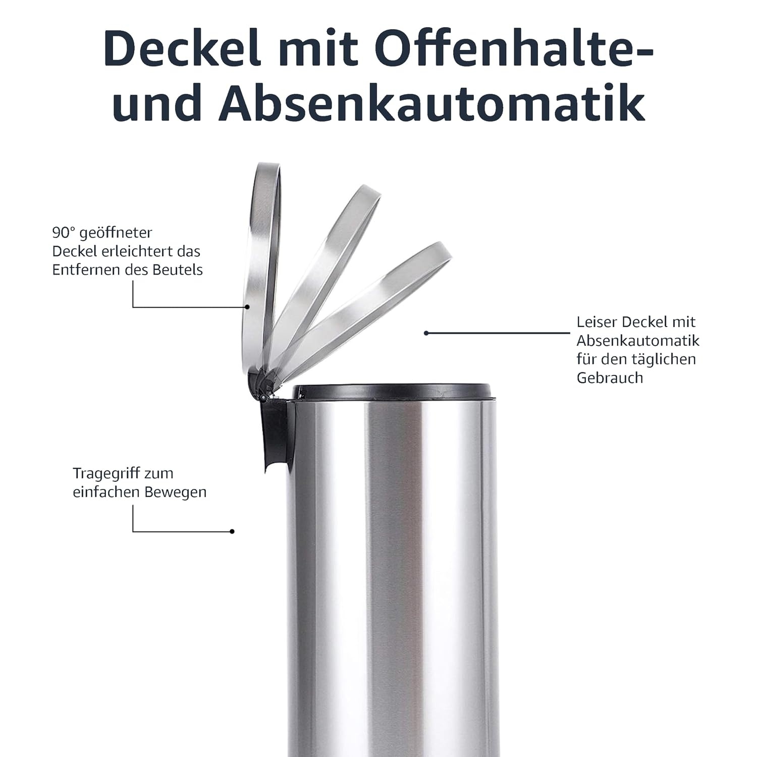 Amazon Basics Tretmülleimer 30L Edelstahl Soft-Close - 24% Rabatt