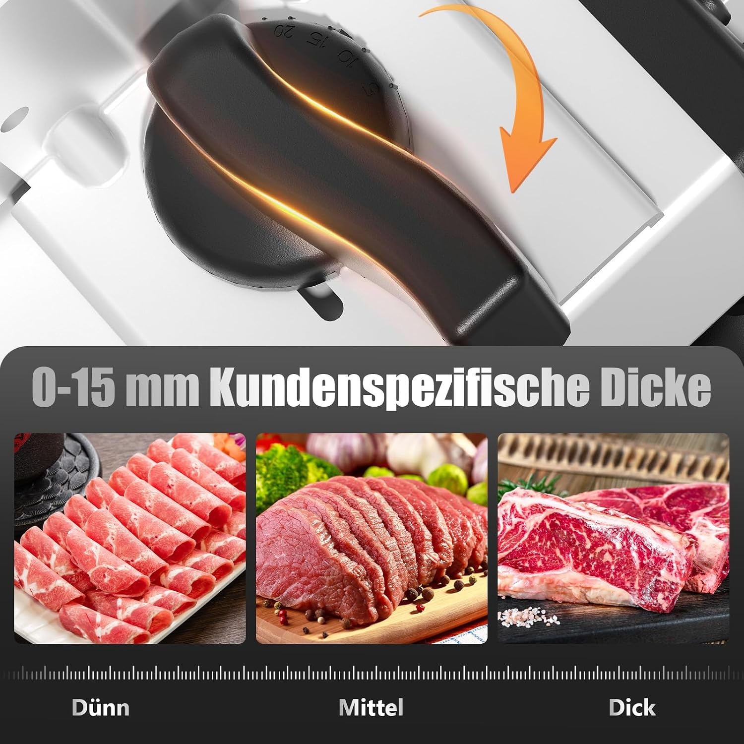 Elektrischer Allesschneider 200W, 19cm Messer, 24% Rabatt, Silber