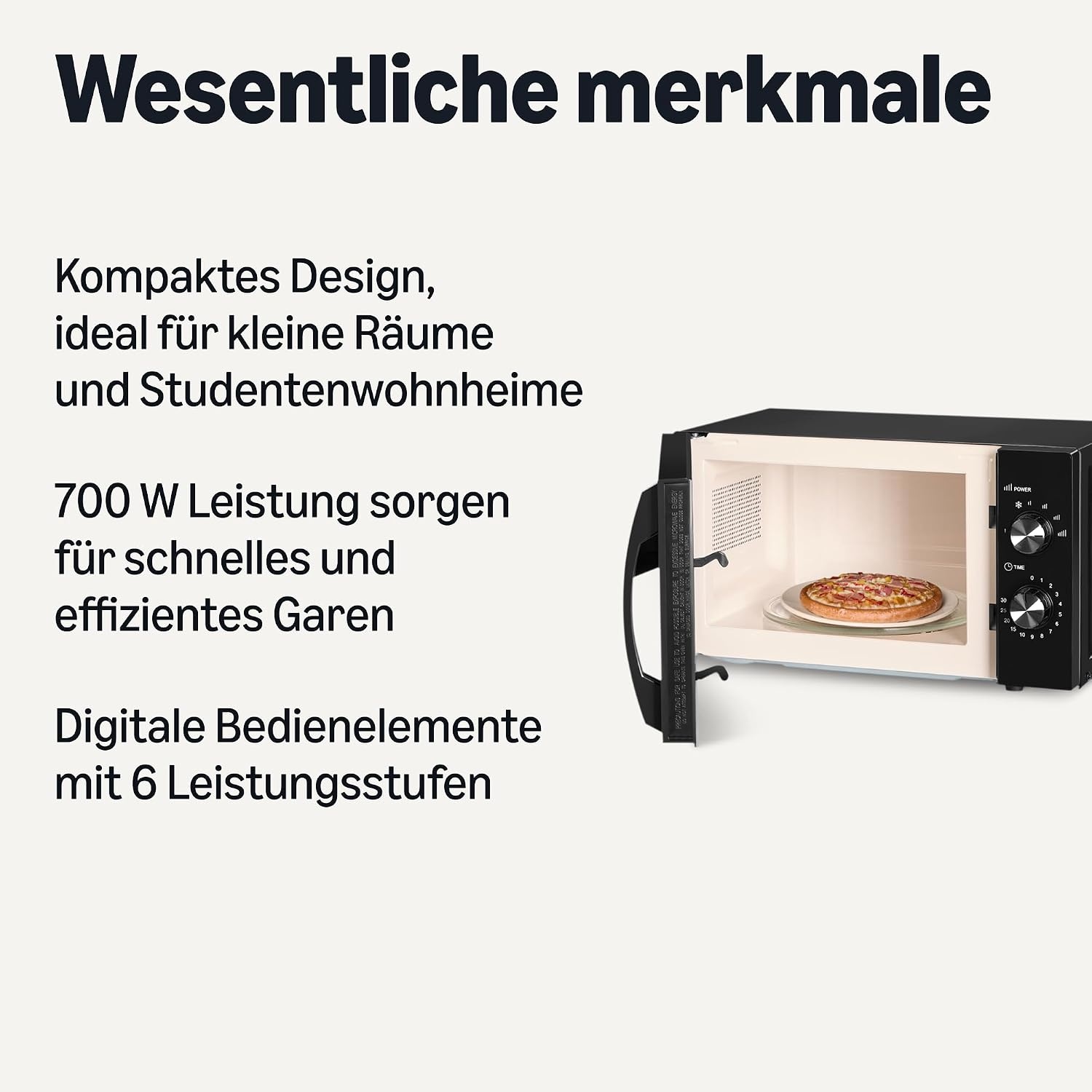 Amazon Basics Kompakte Solo-Mikrowelle 20L 700W Schwarz - 24% Rabatt