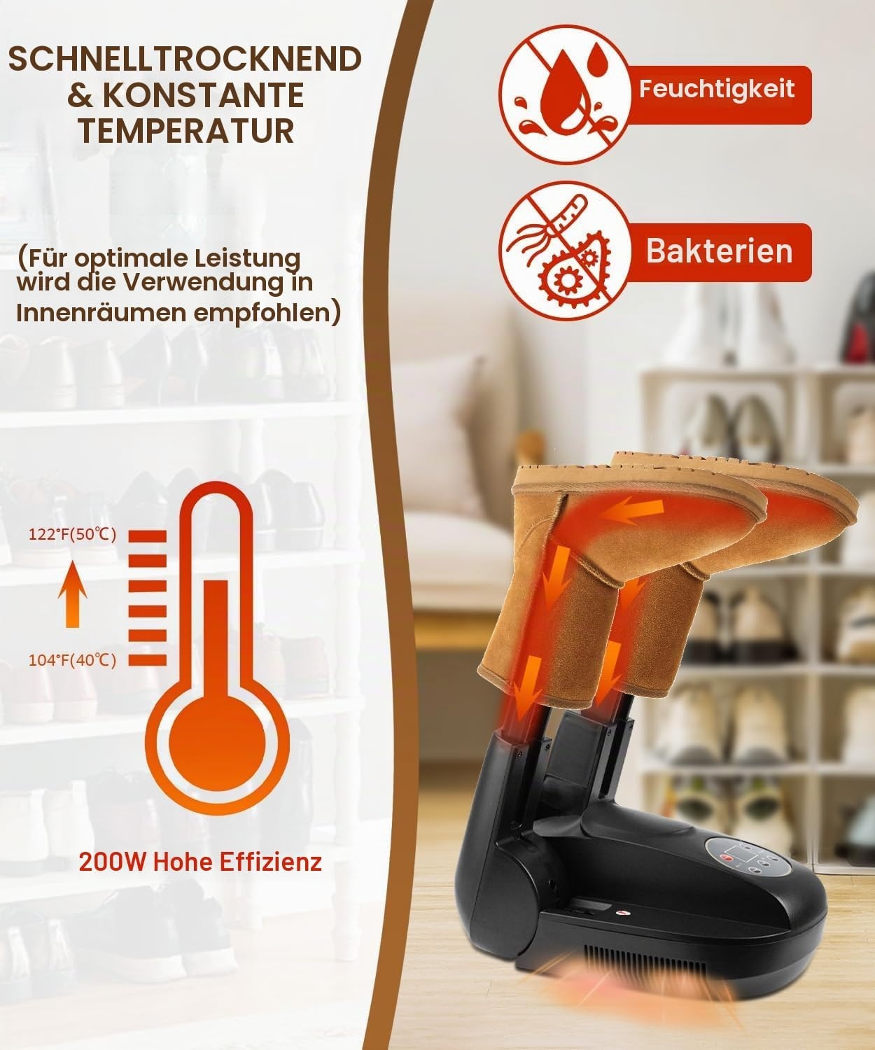 Elektrischer Schuhtrockner mit Ozon & Timer 200W - 22% Rabatt