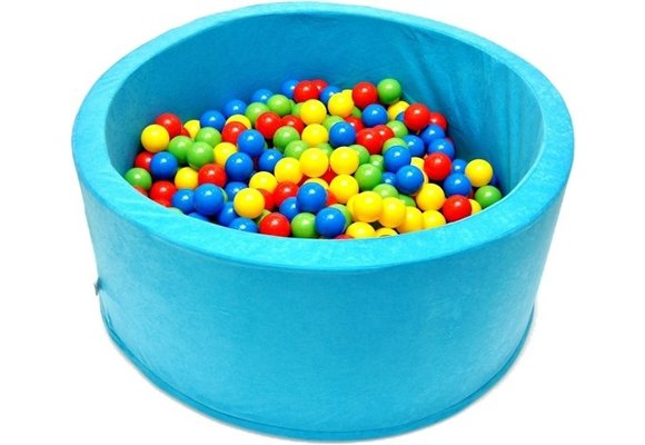 Ballenbak - stevige ballenbad -90 x 40 cm - lichtblauw inclusief 200 ballen Ø 7 cm - geel, groen, blauw en rood