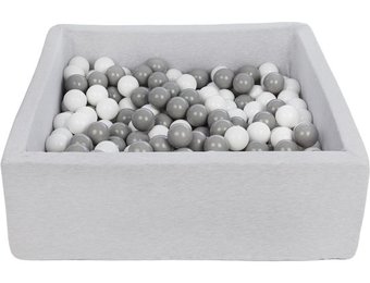 Ballenbak - stevige ballenbad - 90x90 cm - 300 ballen Ø 7 cm - wit, grijs.