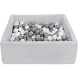 Ballenbak - stevige ballenbad - 90x90 cm - 300 ballen Ø 7 cm - wit, grijs.