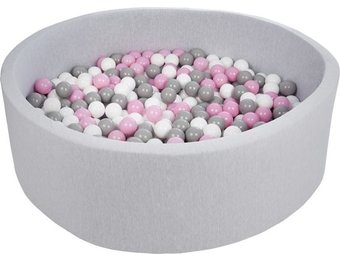 Ballenbak - stevige ballenbad - 125 cm - 600 ballen Ø 7 cm - wit, roze, grijs.
