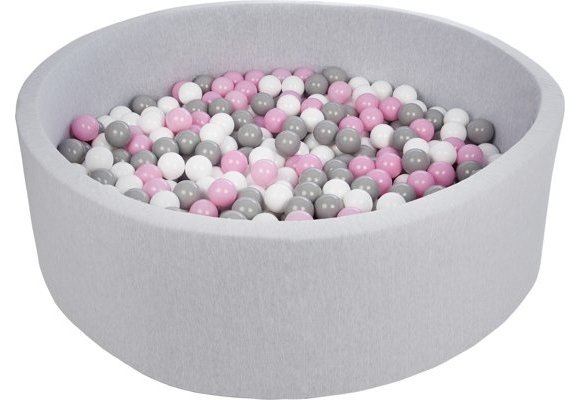 Ballenbak - stevige ballenbad - 125 cm - 600 ballen Ø 7 cm - wit, roze, grijs.