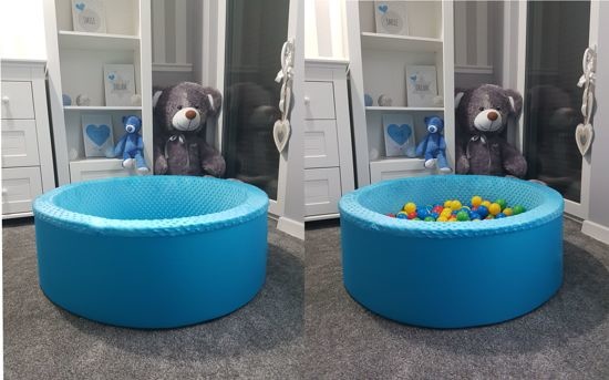 Blauwe Ballenbad - stevige ballenbak - 90 x 30 cm - 300 ballen - rood blauw geel groen