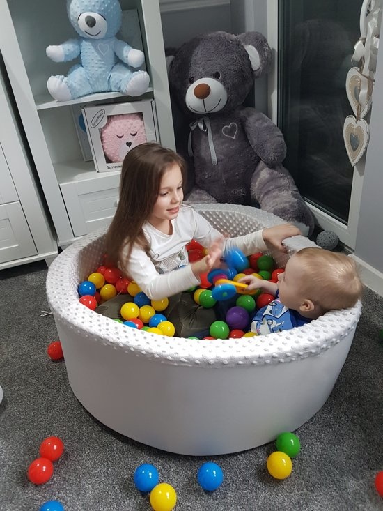 Ballenbad met 300 ballen - Wasbare hoes - 90 x 30 cm - Wit crème