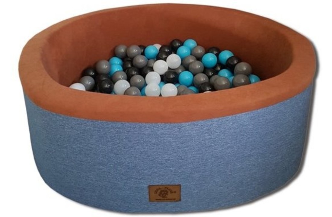 Ballenbak - stevige ballenbad - 90 x 30 cm - 200 ballen - wit, grijs, zwart en lichtblauw