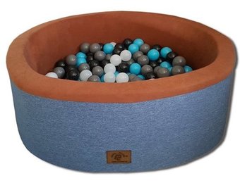 Ballenbak - stevige ballenbad - 90 x 30 cm - 200 ballen - wit, grijs, zwart en lichtblauw