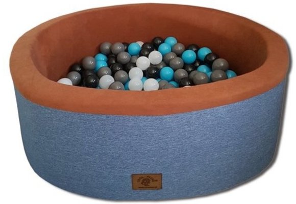 Ballenbak - stevige ballenbad - 90 x 30 cm - 200 ballen - wit, grijs, zwart en lichtblauw
