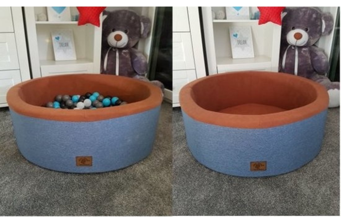 Ballenbak - stevige ballenbad - 90 x 30 cm - 200 ballen - wit, grijs, zwart en lichtblauw