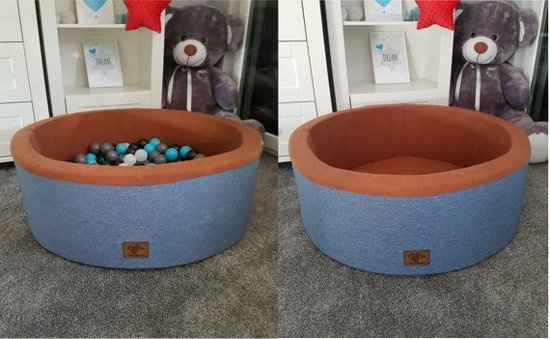 Ballenbak - stevige ballenbad - 90 x 30 cm - 200 ballen - wit, grijs, zwart en lichtblauw