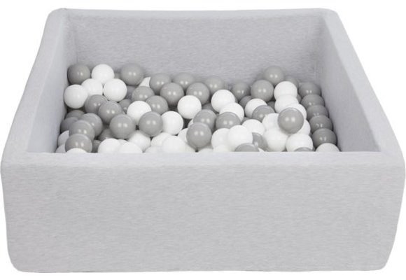 Ballenbak - stevige ballenbad - 90x90 cm - 150 ballen - wit, grijs.