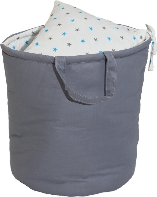 Wigwam tipi tent - 5 delig - 100% katoen - grijs en turquoise sterren