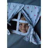 Wigwam tipi tent - 5 delig - 100% katoen - grijs en turquoise sterren