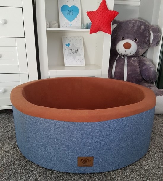 Ballenbad met 300 ballen - Wasbare hoes - 90 x 30 cm - Bruin blauw