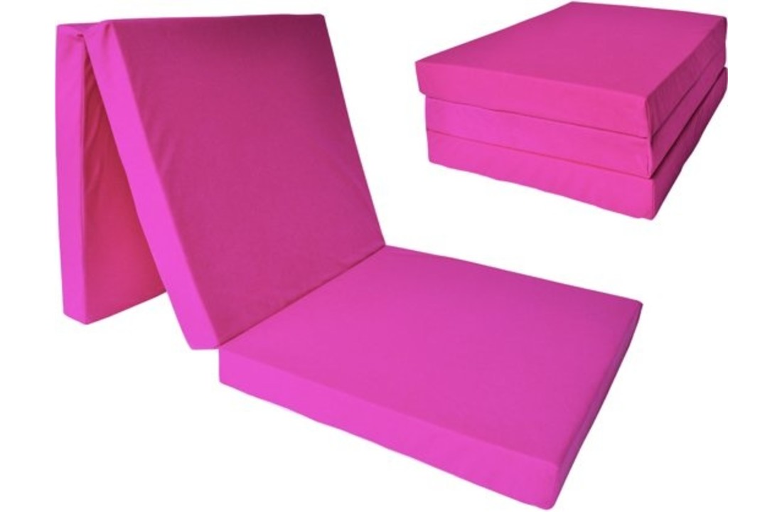 Kinder logeermatras - roze - camping matras - reismatras - opvouwbaar matras - 120 x 60 x 6