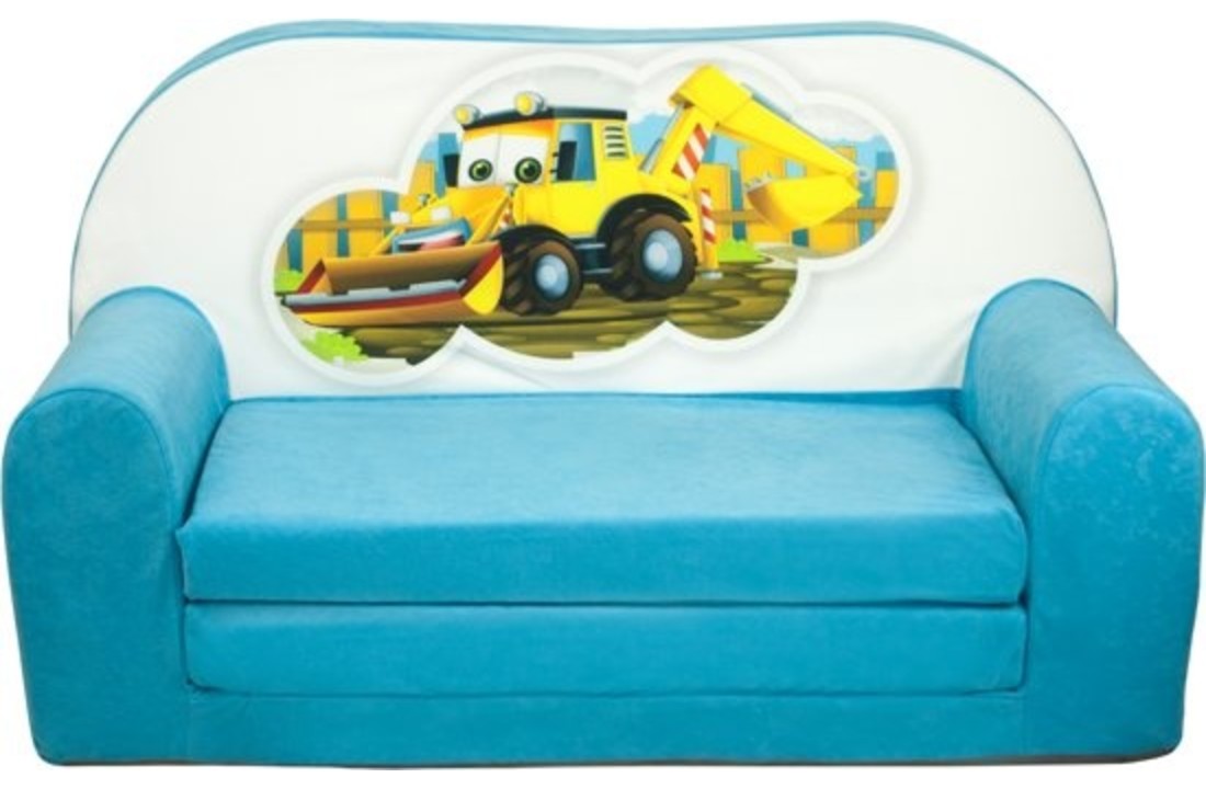 Kinder slaapbank - sofa - blauw - logeermatras - 85 x 60 - graafmachine