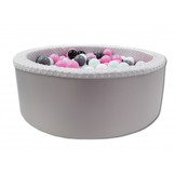 Ballenbak met 200 ballen - roze, wit, grijs & zwart - 90 cm diameter - grijs