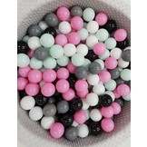 Ballenbak met 200 ballen - roze, wit, grijs & zwart - 90 cm diameter - grijs