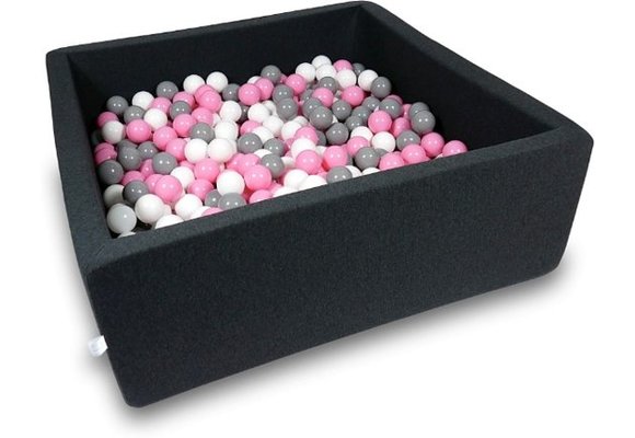 Ballenbak - 600 ballen - 110 x 110 cm - ballenbad - vierkant zwart