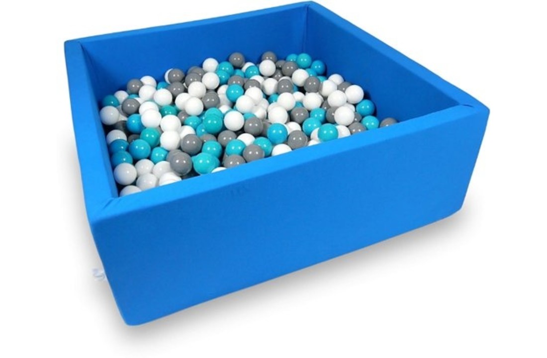 Ballenbak - 600 ballen - 110 x 110 cm - ballenbad - vierkant blauw