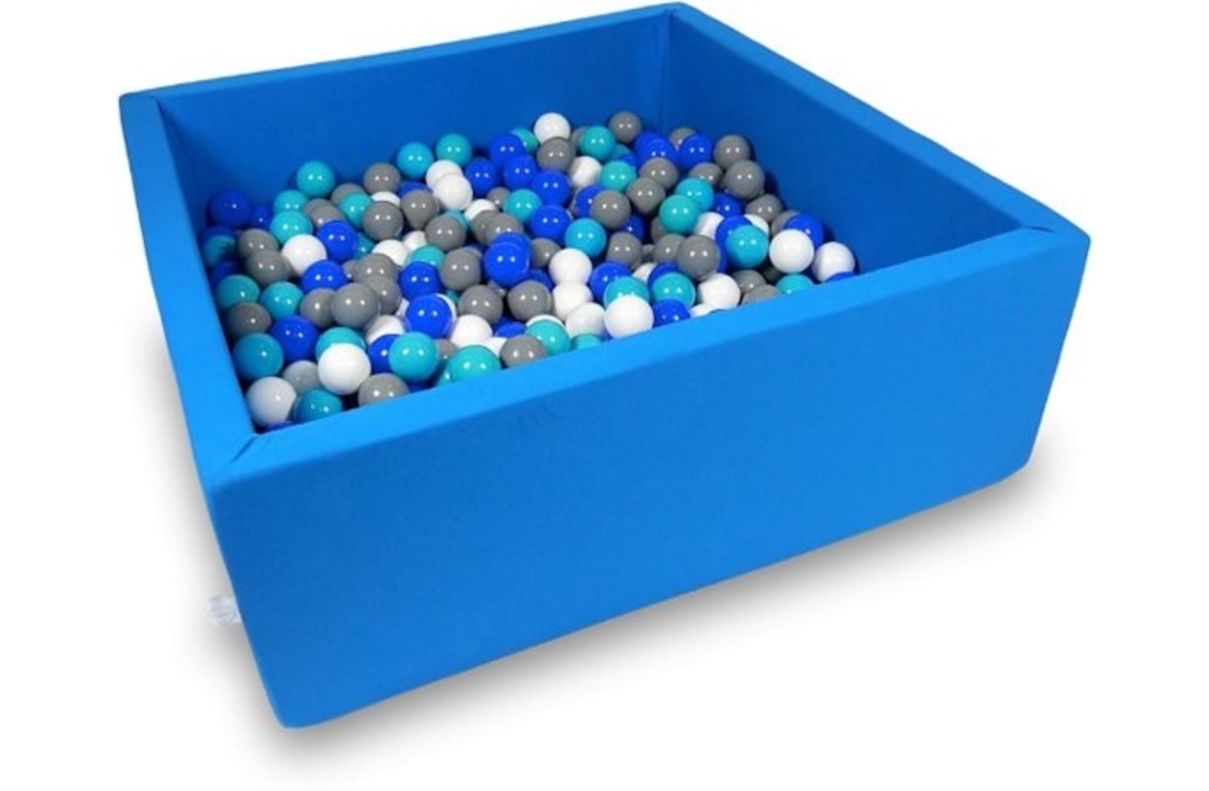 Ballenbak - 600 ballen - 110 x 110 cm - ballenbad - vierkant blauw