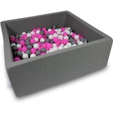 Ballenbak - 600 ballen - 110 x 110 cm - ballenbad - vierkant donker grijs