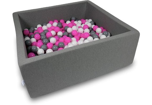 Ballenbak - 600 ballen - 110 x 110 cm - ballenbad - vierkant donker grijs