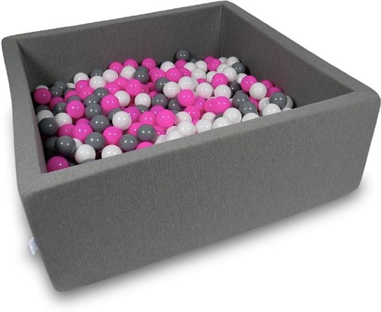 Ballenbak - 600 ballen - 110 x 110 cm - ballenbad - vierkant donker grijs