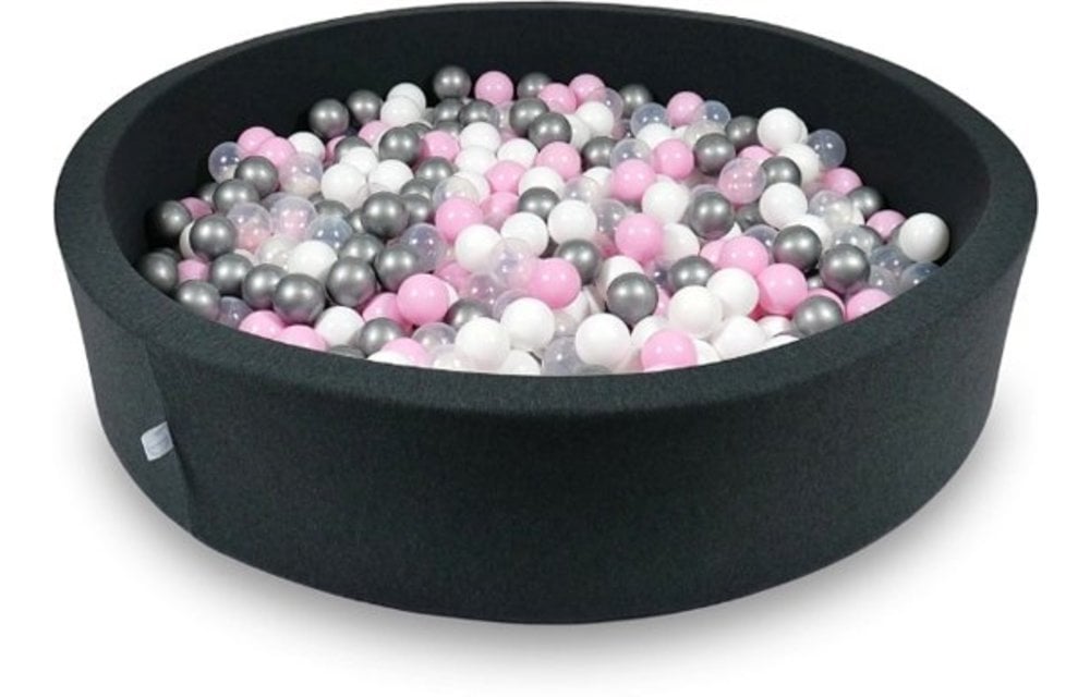 Ballenbak - 600 ballen - 130 x 30 cm - ballenbad - rond zwart